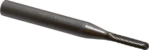 SGS Pro - 1/8" Cut Diam, 1/4" Shank Diam, Cylinder with Radius Head Single Cut Burr - Carbide, Radius End, 5/8" LOC - Americas Industrial Supply
