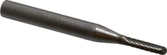 SGS Pro - 1/8" Cut Diam, 1/4" Shank Diam, Cylinder with Radius Head Single Cut Burr - Carbide, Radius End, 5/8" LOC - Americas Industrial Supply