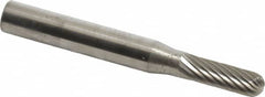 SGS Pro - 3/16" Cut Diam, 1/4" Shank Diam, Cylinder with Radius Head Single Cut Burr - Carbide, Radius End, 5/8" LOC - Americas Industrial Supply