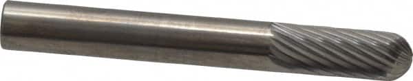 SGS Pro - 1/4" Cut Diam, 1/4" Shank Diam, Cylinder with Radius Head Single Cut Burr - Carbide, Radius End, 5/8" LOC, 2" OAL - Americas Industrial Supply