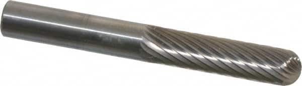 SGS Pro - 1/4" Cut Diam, 1/4" Shank Diam, Cylinder with Radius Head Single Cut Burr - Carbide, Radius End, 1" LOC, 2" OAL - Americas Industrial Supply