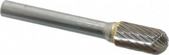 SGS Pro - 3/8" Cut Diam, 1/4" Shank Diam, Cylinder with Radius Head Single Cut Burr - Carbide, Radius End, 3/4" LOC, 2-1/2" OAL - Americas Industrial Supply