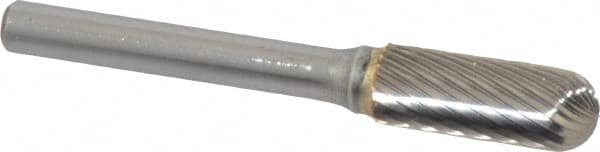 SGS Pro - 3/8" Cut Diam, 1/4" Shank Diam, Cylinder with Radius Head Single Cut Burr - Carbide, Radius End, 1" LOC - Americas Industrial Supply