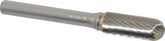 SGS Pro - 3/8" Cut Diam, 1/4" Shank Diam, Cylinder with Radius Head Single Cut Burr - Carbide, Radius End, 1" LOC - Americas Industrial Supply