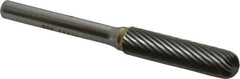 SGS Pro - 3/8" Cut Diam, 1/4" Shank Diam, Cylinder with Radius Head Single Cut Burr - Carbide, Radius End, 1-1/2" LOC - Americas Industrial Supply