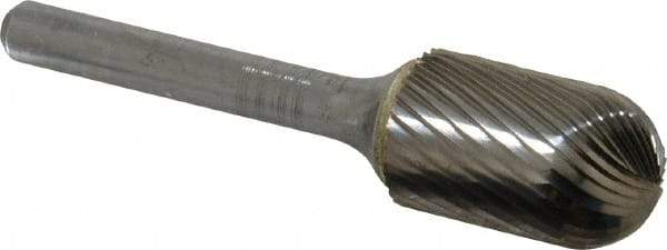 SGS Pro - 5/8" Cut Diam, 1/4" Shank Diam, Cylinder with Radius Head Single Cut Burr - Carbide, Radius End, 1" LOC, 2-3/4" OAL - Americas Industrial Supply