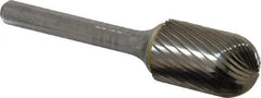 SGS Pro - 5/8" Cut Diam, 1/4" Shank Diam, Cylinder with Radius Head Single Cut Burr - Carbide, Radius End, 1" LOC, 2-3/4" OAL - Americas Industrial Supply