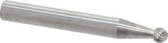 SGS Pro - 3/16" Cut Diam, 1/4" Shank Diam, Ball Head Single Cut Burr - Carbide, Radius End, 1/8" LOC - Americas Industrial Supply
