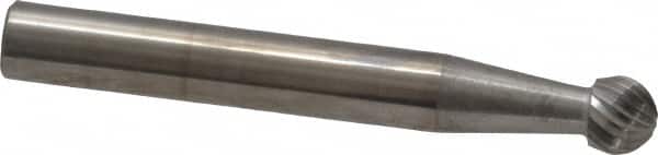 SGS Pro - 1/4" Cut Diam, 1/4" Shank Diam, Ball Head Single Cut Burr - Carbide, Radius End, 7/32" LOC - Americas Industrial Supply