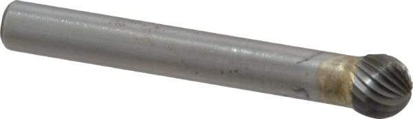 SGS Pro - 5/16" Cut Diam, 1/4" Shank Diam, Ball Head Single Cut Burr - Carbide, Radius End, 1/4" LOC - Americas Industrial Supply