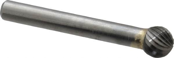 SGS Pro - 3/8" Cut Diam, 1/4" Shank Diam, Ball Head Single Cut Burr - Carbide, Radius End, 5/16" LOC - Americas Industrial Supply