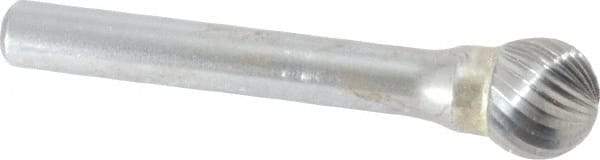 SGS Pro - 7/16" Cut Diam, 1/4" Shank Diam, Ball Head Single Cut Burr - Carbide, Radius End, 3/8" LOC - Americas Industrial Supply