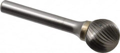 SGS Pro - 5/8" Cut Diam, 1/4" Shank Diam, Ball Head Single Cut Burr - Carbide, Radius End, 9/16" LOC - Americas Industrial Supply