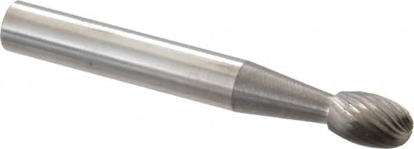 SGS Pro - 1/4" Cut Diam, 1/4" Shank Diam, Oval Head Single Cut Burr - Carbide, Radius End, 3/8" LOC - Americas Industrial Supply