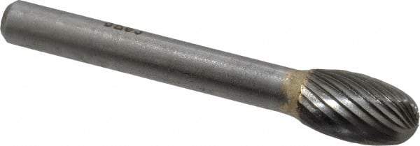 SGS Pro - 3/8" Cut Diam, 1/4" Shank Diam, Oval Head Single Cut Burr - Carbide, Radius End, 5/8" LOC - Americas Industrial Supply