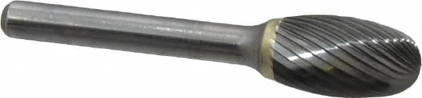 SGS Pro - 1/2" Cut Diam, 1/4" Shank Diam, Oval Head Single Cut Burr - Carbide, Radius End, 7/8" LOC - Americas Industrial Supply