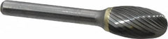 SGS Pro - 1/2" Cut Diam, 1/4" Shank Diam, Oval Head Single Cut Burr - Carbide, Radius End, 7/8" LOC - Americas Industrial Supply