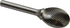 SGS Pro - 3/4" Cut Diam, 1/4" Shank Diam, Oval Head Single Cut Burr - Carbide, Radius End, 1" LOC - Americas Industrial Supply