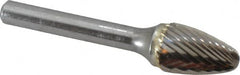 SGS Pro - 1/2" Cut Diam, 1/4" Shank Diam, Tree Head Single Cut Burr - Carbide, Radius End, 3/4" LOC - Americas Industrial Supply