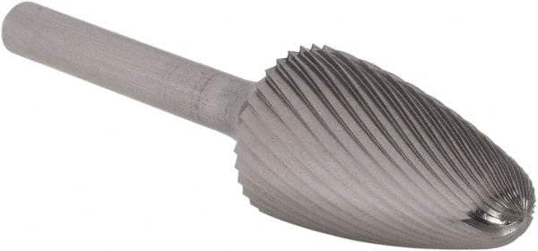 SGS Pro - 3/4" Cut Diam, 1/4" Shank Diam, Tree Head Single Cut Burr - Carbide, Radius End, 1-1/4" LOC - Americas Industrial Supply