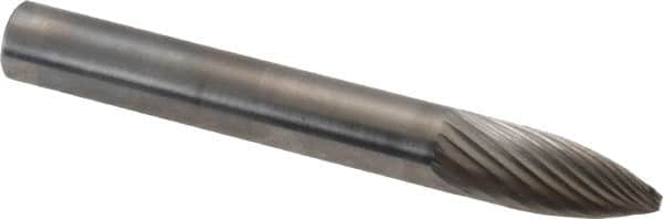 SGS Pro - 1/4" Cut Diam, 1/4" Shank Diam, Tree Head Single Cut Burr - Carbide, Point End, 5/8" LOC, 2" OAL - Americas Industrial Supply
