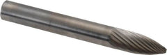 SGS Pro - 1/4" Cut Diam, 1/4" Shank Diam, Tree Head Single Cut Burr - Carbide, Point End, 5/8" LOC, 2" OAL - Americas Industrial Supply