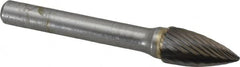 SGS Pro - 3/8" Cut Diam, 1/4" Shank Diam, Tree Head Single Cut Burr - Carbide, Point End, 3/4" LOC, 2-1/2" OAL - Americas Industrial Supply