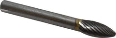 SGS Pro - 5/16" Cut Diam, 1/4" Shank Diam, Flame Head Single Cut Burr - Carbide, Radius End, 3/4" LOC, 1/4" OAL - Americas Industrial Supply