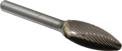 SGS Pro - 1/2" Cut Diam, 1/4" Shank Diam, Flame Head Single Cut Burr - Carbide, Radius End, 1-1/4" LOC - Americas Industrial Supply