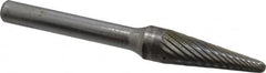 SGS Pro - 3/8" Cut Diam, 1/4" Shank Diam, Taper Head Single Cut Burr - Carbide, Radius End, 1-1/16" LOC - Americas Industrial Supply