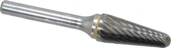 SGS Pro - 1/2" Cut Diam, 1/4" Shank Diam, Taper Head Single Cut Burr - Carbide, Radius End, 1-1/8" LOC - Americas Industrial Supply