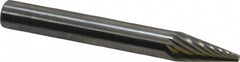 SGS Pro - 1/4" Cut Diam, 1/4" Shank Diam, Cone Head Single Cut Burr - Carbide, Point End, 1/2" LOC - Americas Industrial Supply