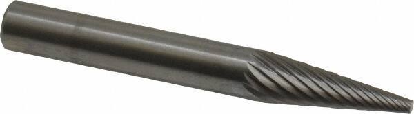 SGS Pro - 1/4" Cut Diam, 1/4" Shank Diam, Cone Head Single Cut Burr - Carbide, Point End, 3/4" LOC - Americas Industrial Supply