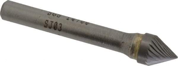 SGS Pro - 3/8" Cut Diam, 1/4" Shank Diam, Cone Head Single Cut Burr - Carbide, Point End, 5/16" LOC, 2-1/16" OAL - Americas Industrial Supply