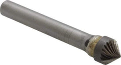 SGS Pro - 3/8" Cut Diam, 1/4" Shank Diam, Cone Head Single Cut Burr - Carbide, Point End, 3/16" LOC, 2-1/16" OAL - Americas Industrial Supply