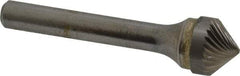 SGS Pro - 1/2" Cut Diam, 1/4" Shank Diam, Cone Head Single Cut Burr - Carbide, Point End, 1/4" LOC, 2" OAL - Americas Industrial Supply