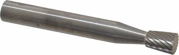 SGS Pro - 1/4" Cut Diam, 1/4" Shank Diam, Inverted Cone Head Single Cut Burr - Carbide, Flat End, 5/16" LOC - Americas Industrial Supply
