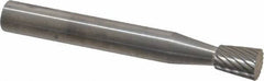 SGS Pro - 1/4" Cut Diam, 1/4" Shank Diam, Inverted Cone Head Single Cut Burr - Carbide, Flat End, 5/16" LOC - Americas Industrial Supply