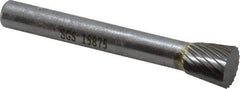 SGS Pro - 3/8" Cut Diam, 1/4" Shank Diam, Inverted Cone Head Single Cut Burr - Carbide, Flat End, 3/8" LOC - Americas Industrial Supply