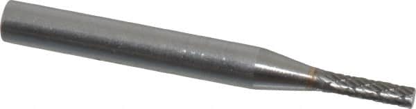 SGS Pro - 1/8" Cut Diam, 1/4" Shank Diam, Cylinder Head Double Cut Burr - Carbide, Flat End, 1/2" LOC - Americas Industrial Supply