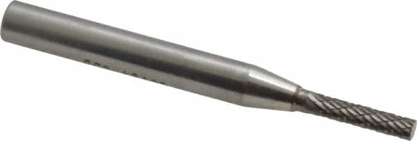 SGS Pro - 1/8" Cut Diam, 1/4" Shank Diam, Cylinder Head Double Cut Burr - Carbide, Flat End, 5/8" LOC, 2" OAL - Americas Industrial Supply