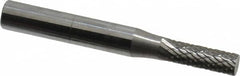 SGS Pro - 3/16" Cut Diam, 1/4" Shank Diam, Cylinder Head Double Cut Burr - Carbide, Flat End, 5/8" LOC, 2" OAL - Americas Industrial Supply