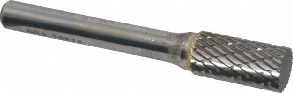 SGS Pro - 3/8" Cut Diam, 1/4" Shank Diam, Cylinder Head Double Cut Burr - Carbide, Flat End, 3/4" LOC, 2-1/2" OAL - Americas Industrial Supply