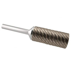 SGS Pro - 7/16" Cut Diam, 1/4" Shank Diam, Cylinder Head Double Cut Burr - Carbide, Flat End, 1" LOC, 2-3/4" OAL - Americas Industrial Supply