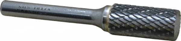 SGS Pro - 1/2" Cut Diam, 1/4" Shank Diam, Cylinder Head Double Cut Burr - Carbide, Flat End, 1" LOC, 2-3/4" OAL - Americas Industrial Supply
