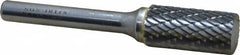 SGS Pro - 1/2" Cut Diam, 1/4" Shank Diam, Cylinder Head Double Cut Burr - Carbide, Flat End, 1" LOC, 2-3/4" OAL - Americas Industrial Supply