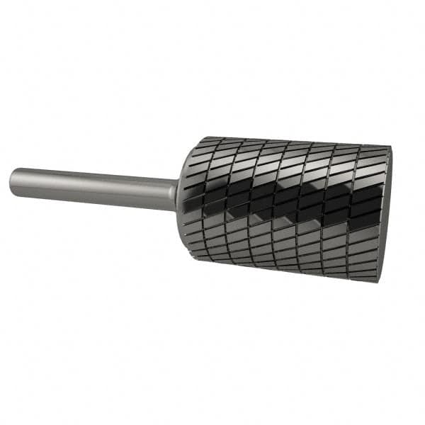 SGS Pro - 5/8" Cut Diam, 1/4" Shank Diam, Cylinder Head Double Cut Burr - Carbide, Flat End, 1" LOC, 2-3/4" OAL - Americas Industrial Supply