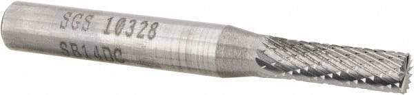 SGS Pro - 3/16" Cut Diam, 1/4" Shank Diam, Cylinder with End Cut Head Double Cut Burr - Carbide, End Cut End, 5/8" LOC, 2" OAL - Americas Industrial Supply