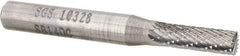 SGS Pro - 3/16" Cut Diam, 1/4" Shank Diam, Cylinder with End Cut Head Double Cut Burr - Carbide, End Cut End, 5/8" LOC, 2" OAL - Americas Industrial Supply