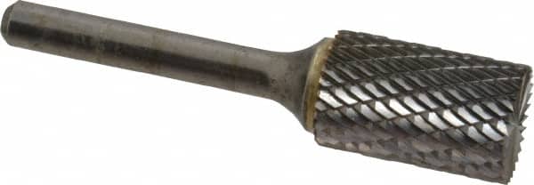 SGS Pro - 5/8" Cut Diam, 1/4" Shank Diam, Cylinder with End Cut Head Double Cut Burr - Carbide, End Cut End, 1" LOC, 2-3/4" OAL - Americas Industrial Supply